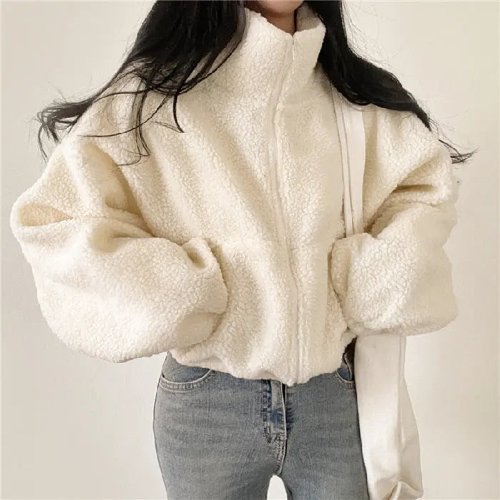 Drune | Stehkragen Kuschelige Teddyjacke für Frauen