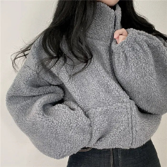 Drune | Stehkragen Kuschelige Teddyjacke für Frauen