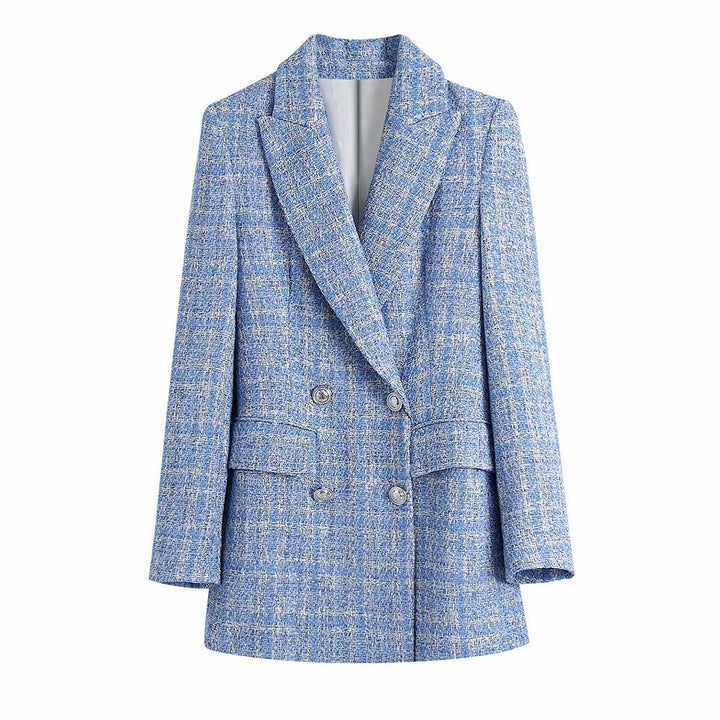 Drune | Damen Tweed-Mantel mit doppelter Knopfleiste