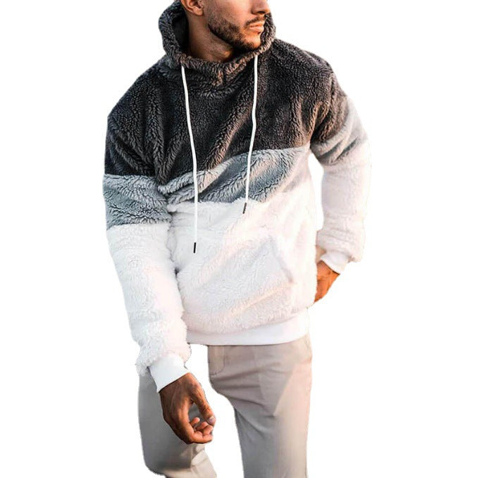 Herren lässiger Fleece Pullover mit hohem Kragen und asymmetrischem Design Drune