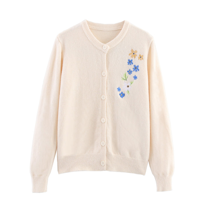 Damen Strickjacke mit floralen Stickereien Drune