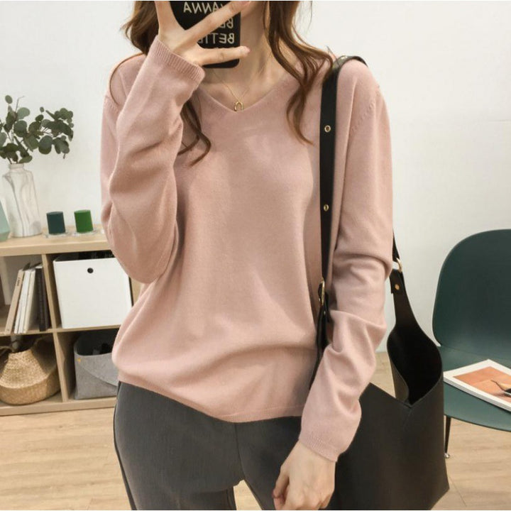 Damen V-Ausschnitt Pullover mit lässigem Schnitt und weichen Materialien Drune