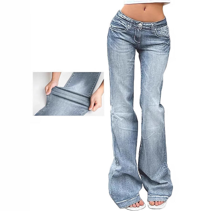 Damen Bootcut-Jeans mit flexibler Passform und hohem Bund Drune