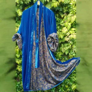 Drune | Satin Digital Floral Taille Gürtel Cardigan Schlafanzug