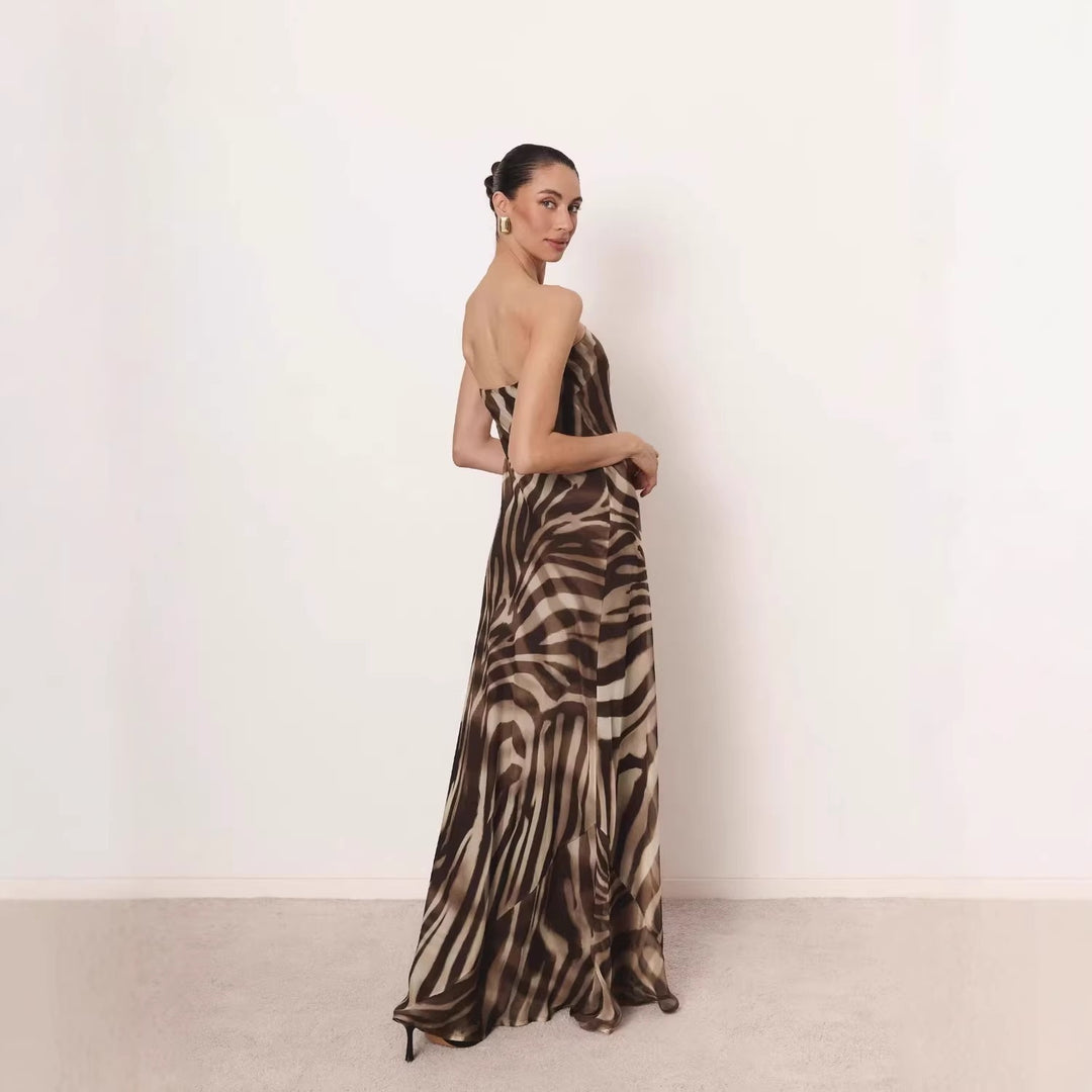 Damen Elegantes langes Kleid mit schmalem Neckholder Drune
