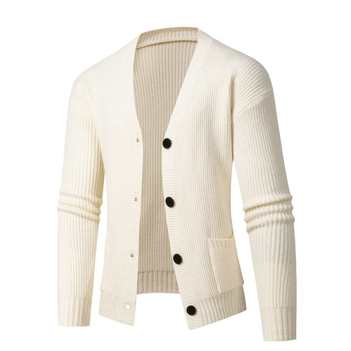 Damen gestreifte Strickjacke mit modischem Schnitt und praktischen Taschen Drune