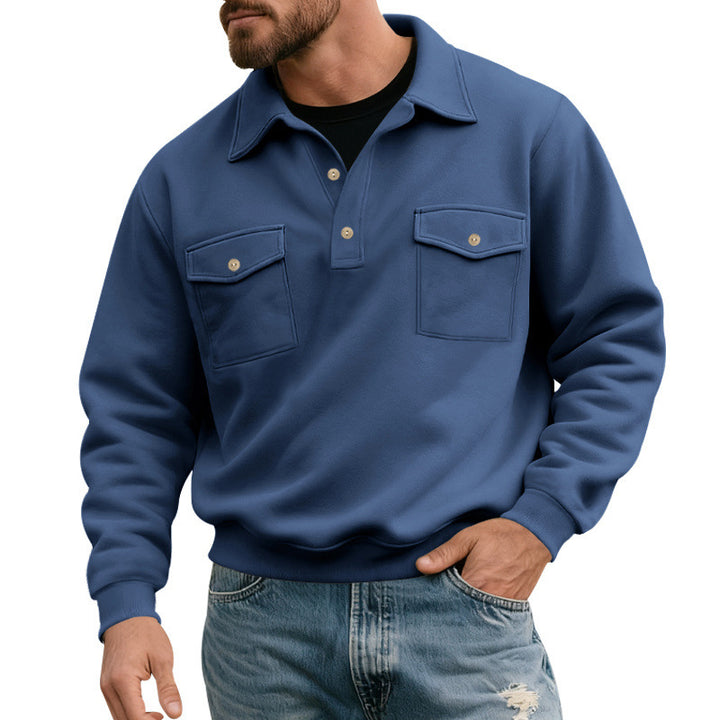 Herren lässiger Pullover mit praktischen Pattentaschen Drune