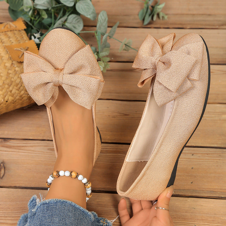 Damen Ballerinas mit XL-Schleifen-Applikation und glänzender Oberflächenstruktur Drune