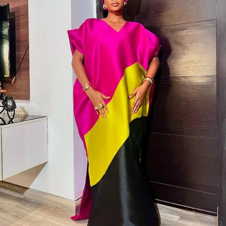 Damen asymmetrisches Kaftan-Kleid mit voluminösen Ärmeln Drune
