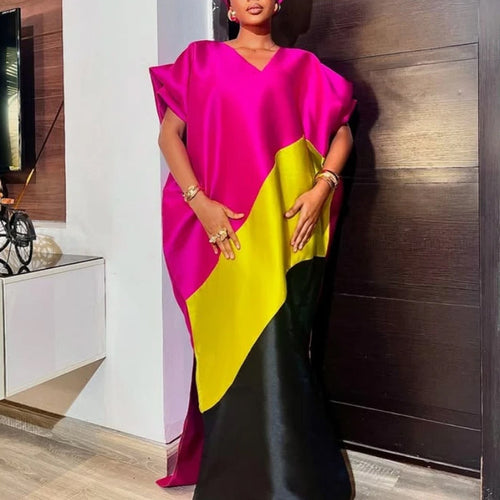 Damen asymmetrisches Kaftan-Kleid mit voluminösen Ärmeln Drune
