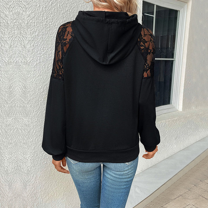 Damen Hoodie mit Spitzeneinsätzen und lässigem Schnitt Drune