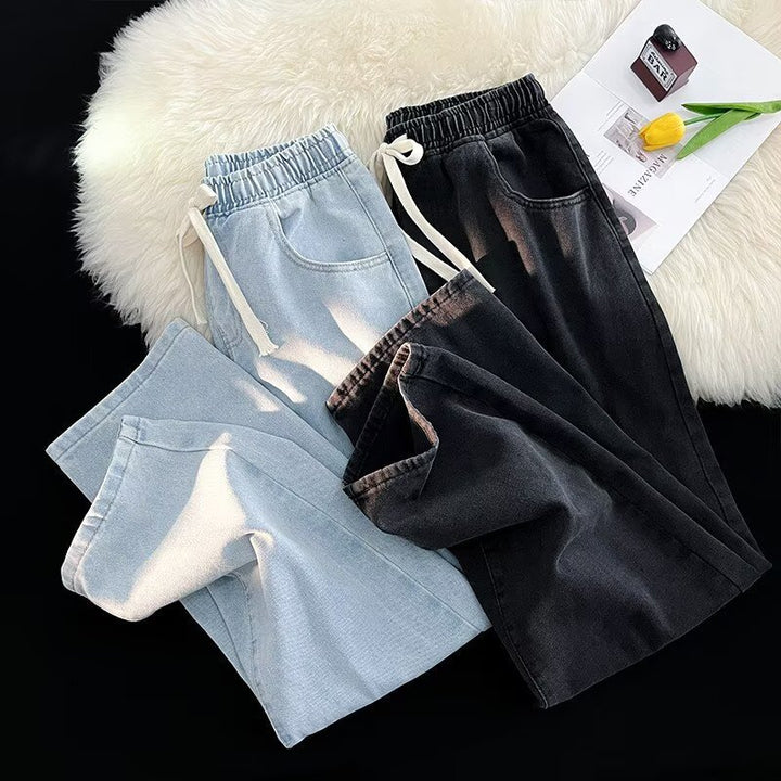Damen lässige Denim-Hose mit elastischem Bund und praktischen Eingrifftaschen Drune