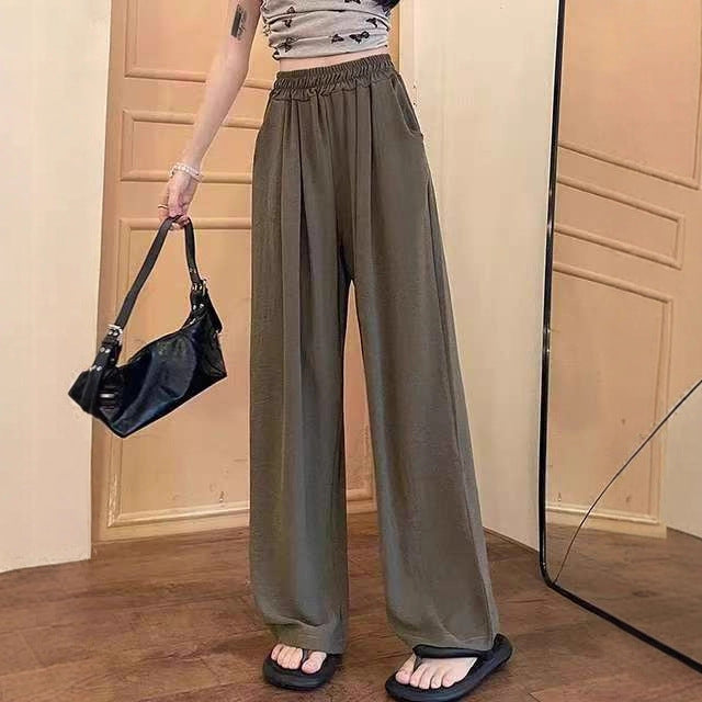 Damen Weite Leinenhose mit elastischem Bund und praktischen Taschen Drune