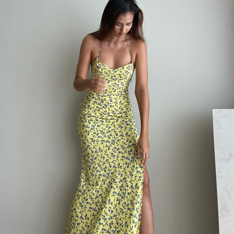 Damen Etuikleid mit floralem Design und eleganten Spaghettiträgern Drune