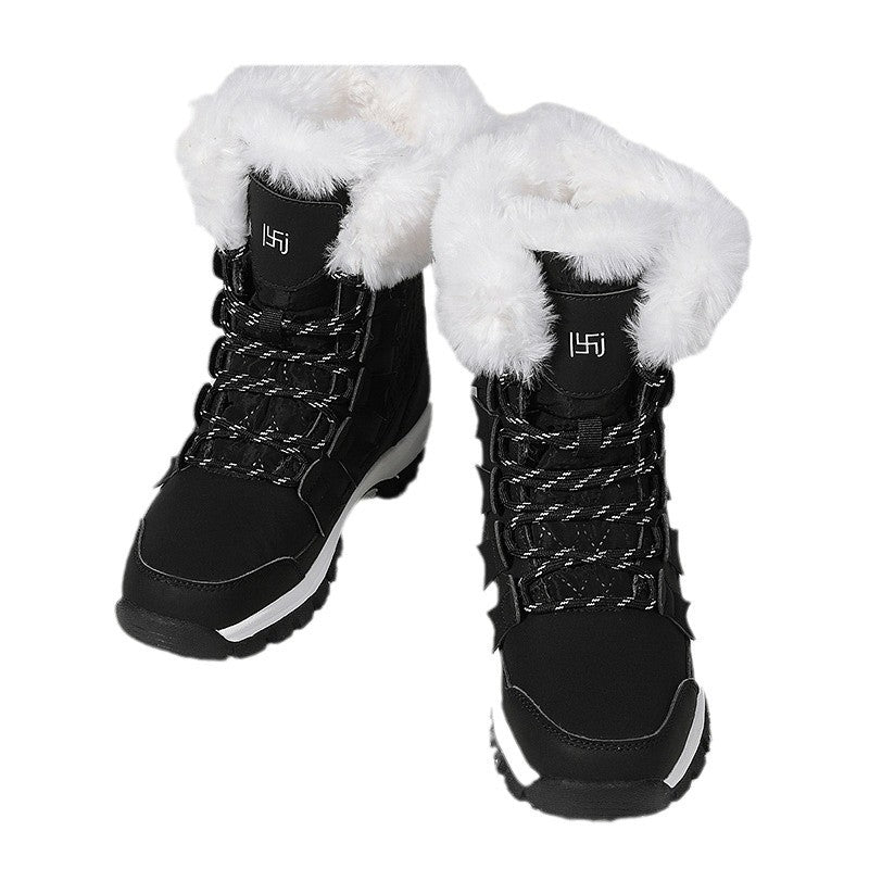 Damen Winterstiefel mit isolierendem Kunstfellkragen und rutschfester Sohle Drune