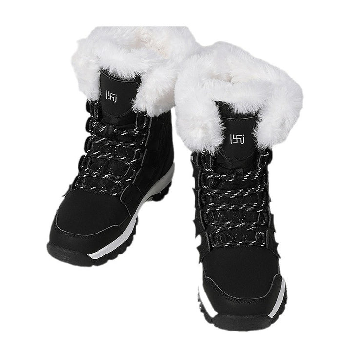 Damen Winterstiefel mit isolierendem Kunstfellkragen und rutschfester Sohle Drune