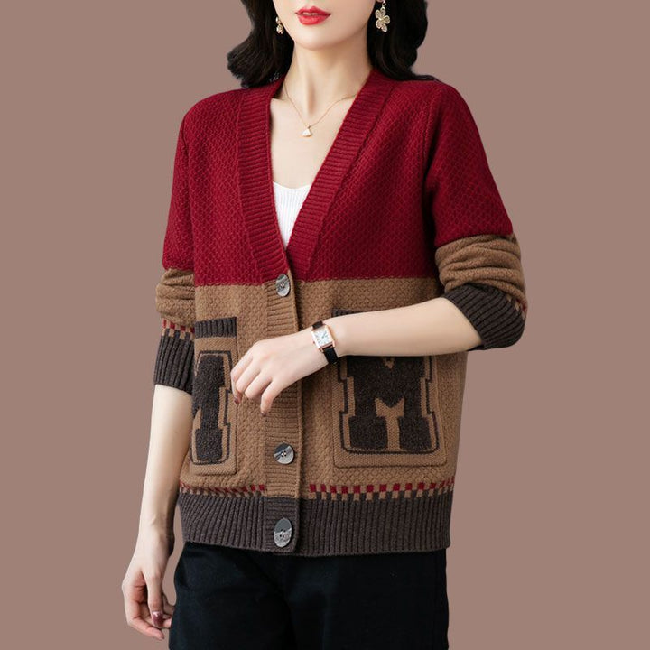 Damen lässige Strickjacke mit modernen Zopfmustern und praktischen Taschen Drune