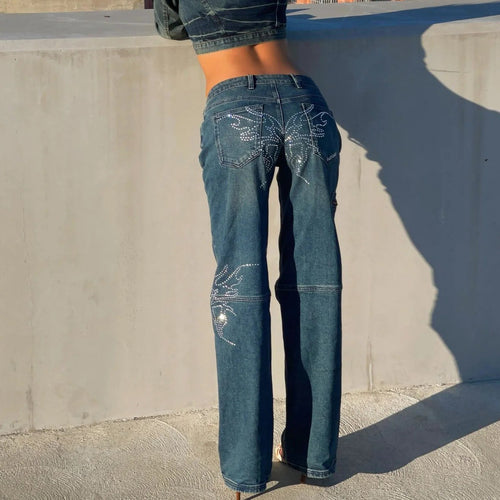 Damen Denim-Hose mit einzigartigen Strass-Applikationen Drune