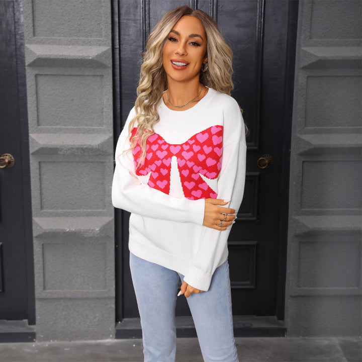 Damen lässiger Pullover mit Herzmotiv und weiten Ärmeln Drune