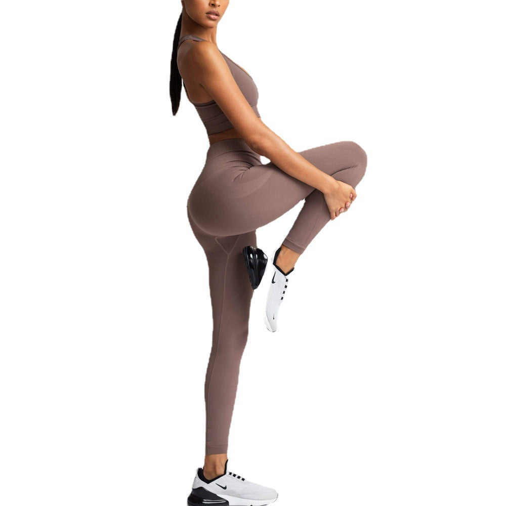 Damen Sport-BH und Hochbund-Leggings Set mit atmungsaktiver und figurformender Eigenschaft Drune