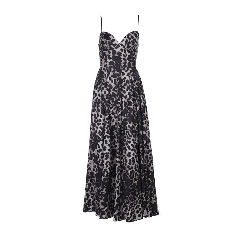 Damen Maxikleid mit figurbetontem Schnitt und floralem Leopardenmuster Drune