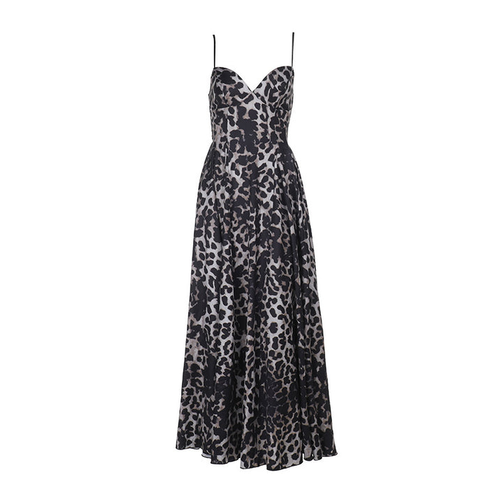 Damen Maxikleid mit figurbetontem Schnitt und floralem Leopardenmuster Drune