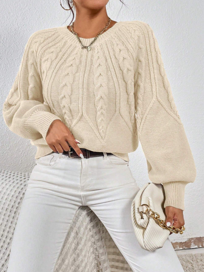 Damen Grobstrickpullover mit detailverliebtem Zopfmuster und weitem Schnitt Drune