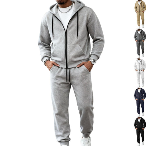 Herren nan zweiteiliges Jogginganzug-Set mit durchgehendem Reißverschluss Kapuzenjacke und taillierter Jogginghose Drune