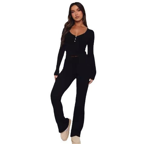 Damen Lässiges Lounge-Set mit feinem Material und knöpfbarem Oberteil Drune