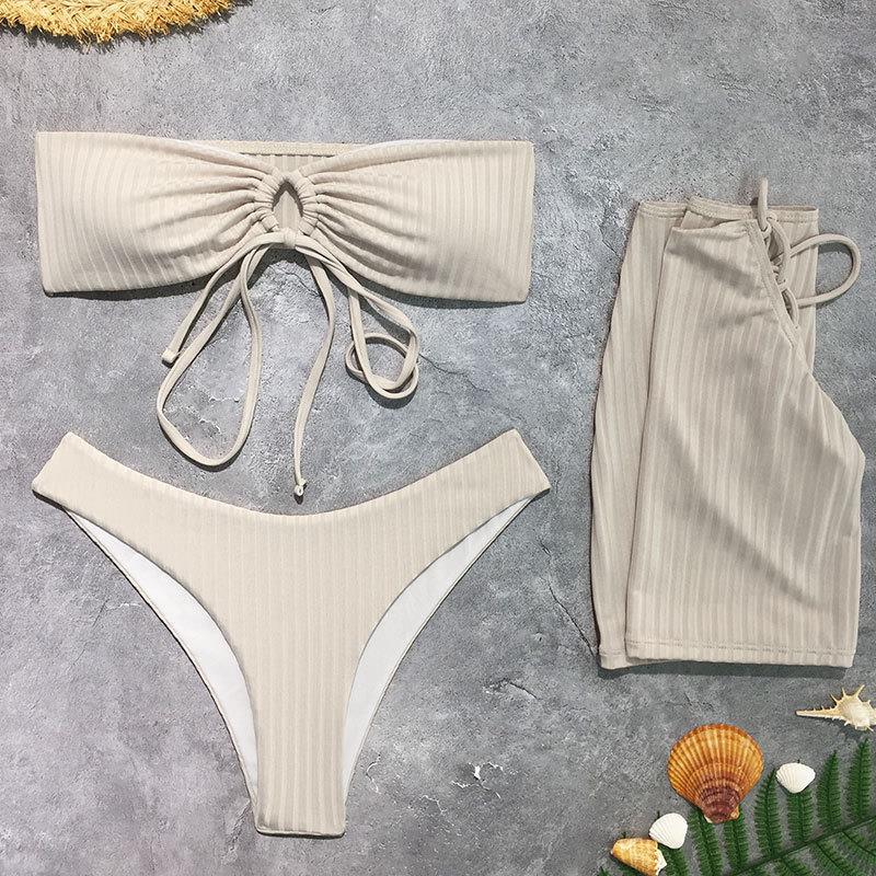 Damen Bandeau-Bikini mit Wickelrock Drune
