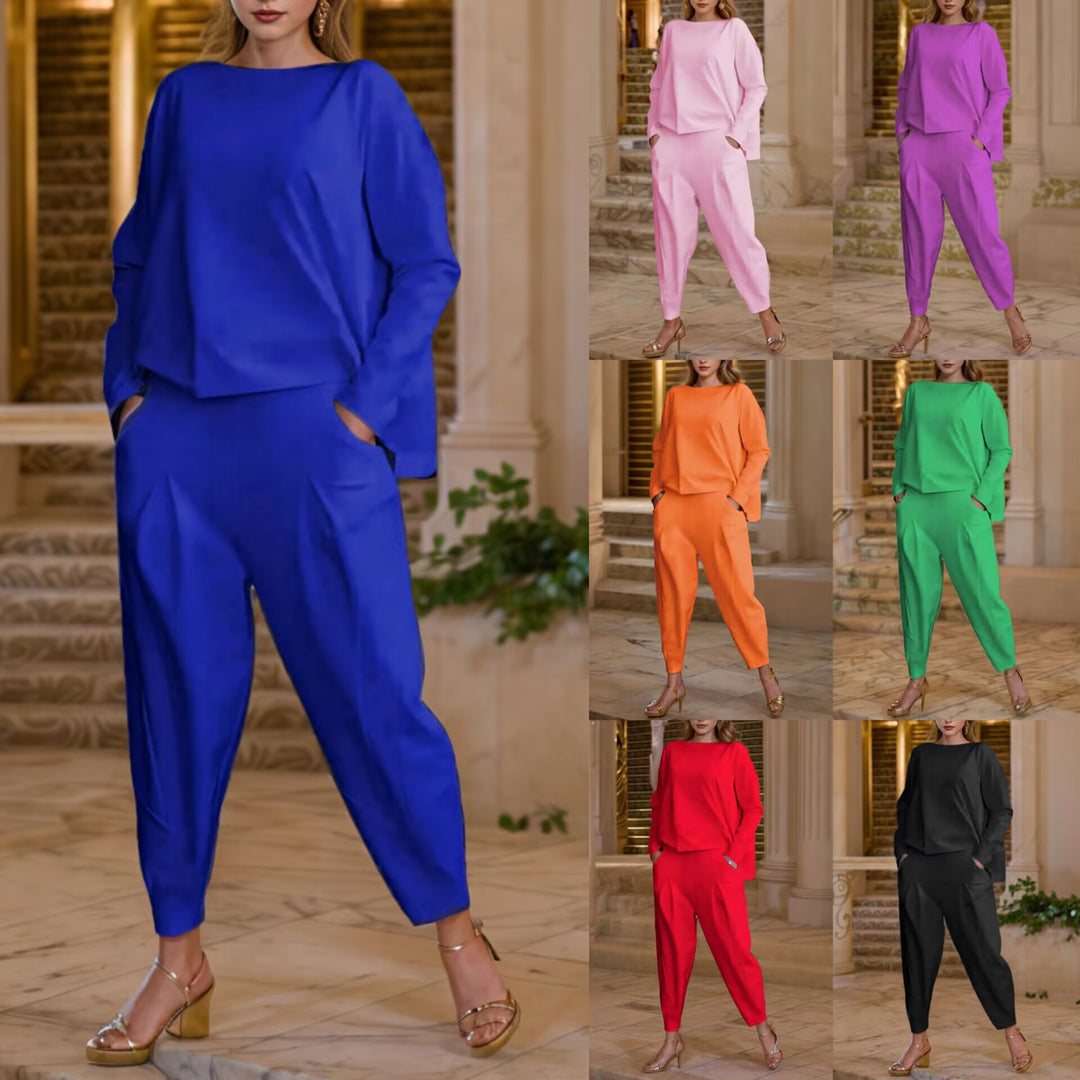 Damen Elegantes Set mit lässigem Oberteil und bequemen Hosen Drune