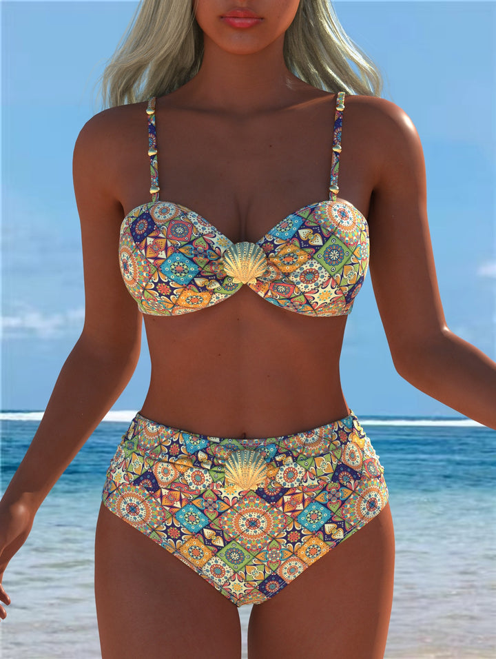 Damen Bikini-Set mit elegantem Balconette-Oberteil und hoch geschnittenen Badeshorts Drune