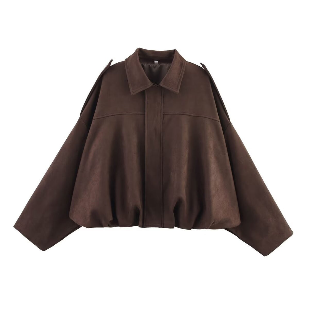 Damen Oversized Wildleder Utility Jacke Drune