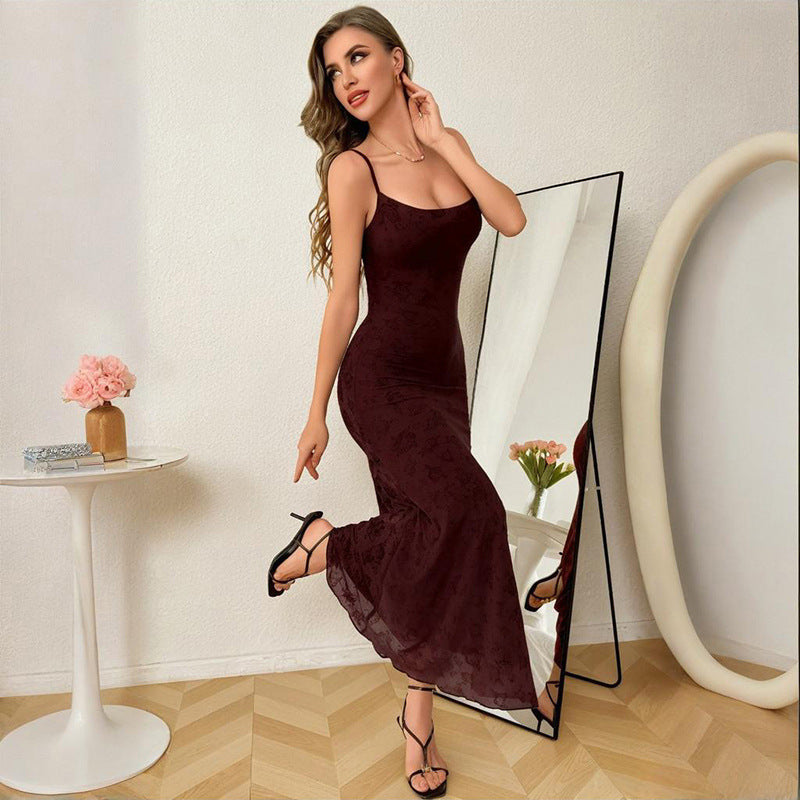 Damen Elegantes Abendkleid mit floralen Akzenten und schmalem Schnitt Drune
