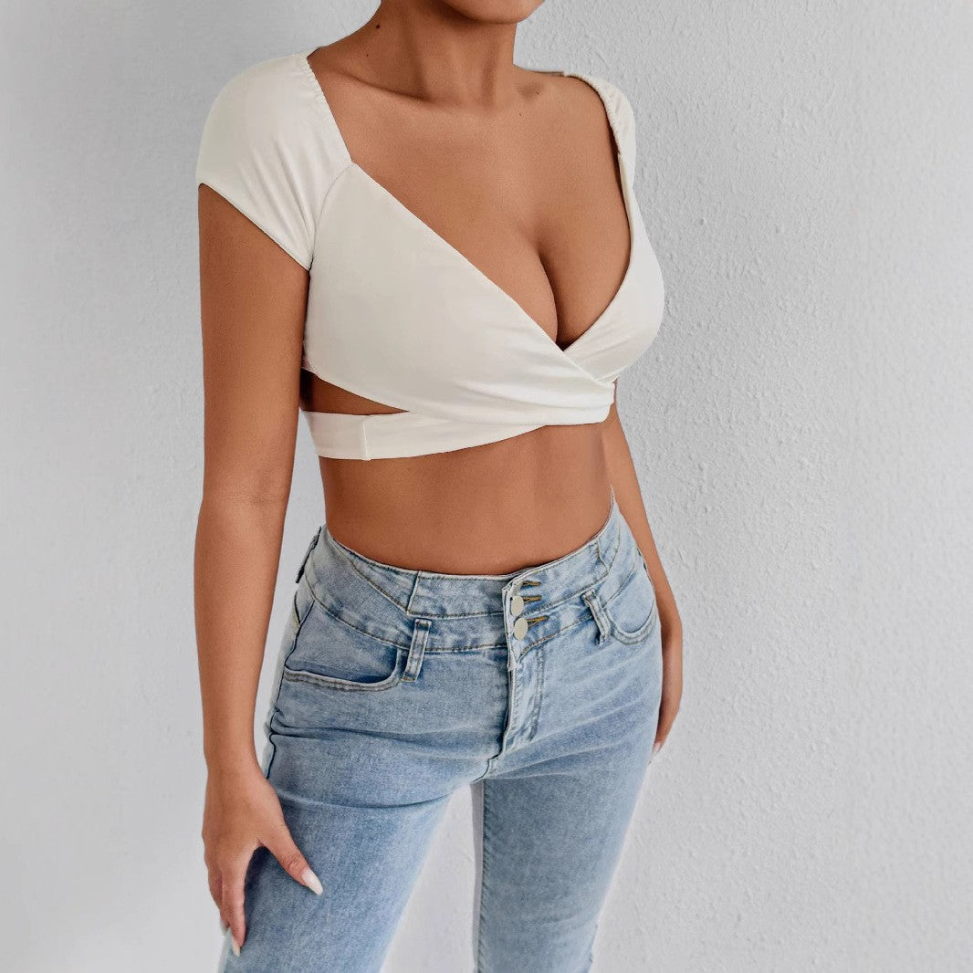 Damen Crop-Top mit elegantem Wickeldesign Drune