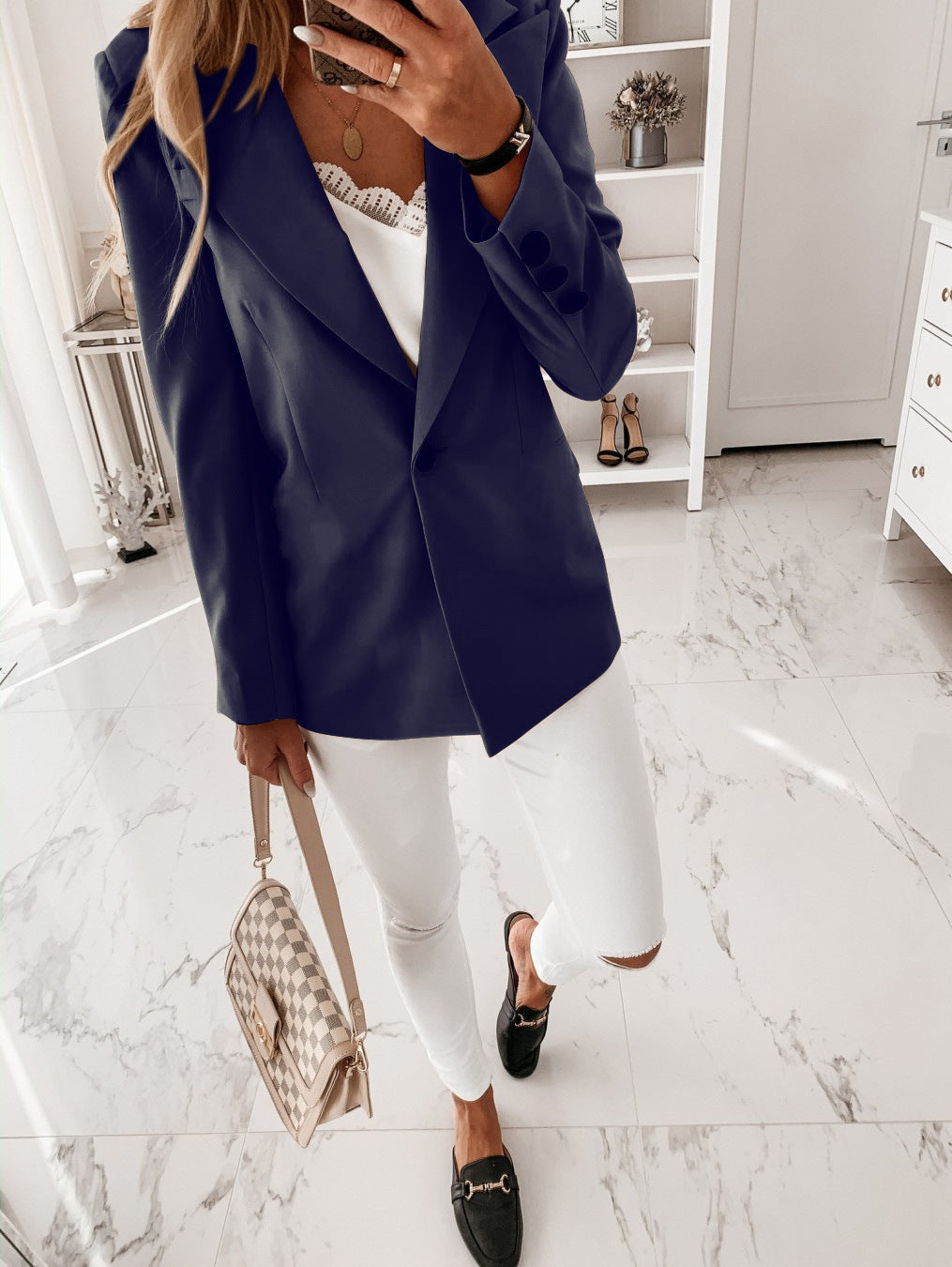 Damen Zweiteiliges Blazer Set aus hochqualitativem Gewebe Drune