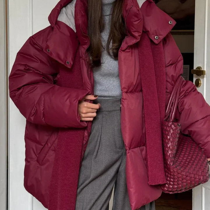 Damen Modische Daunenjacke mit hochschließendem Kragen Drune