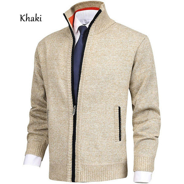Herren nan Strickjacke mit Stehkragen und verdecktem Reißverschluss Drune