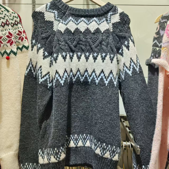 Damen Strickpullover mit grafischem Muster und weichem Material Drune