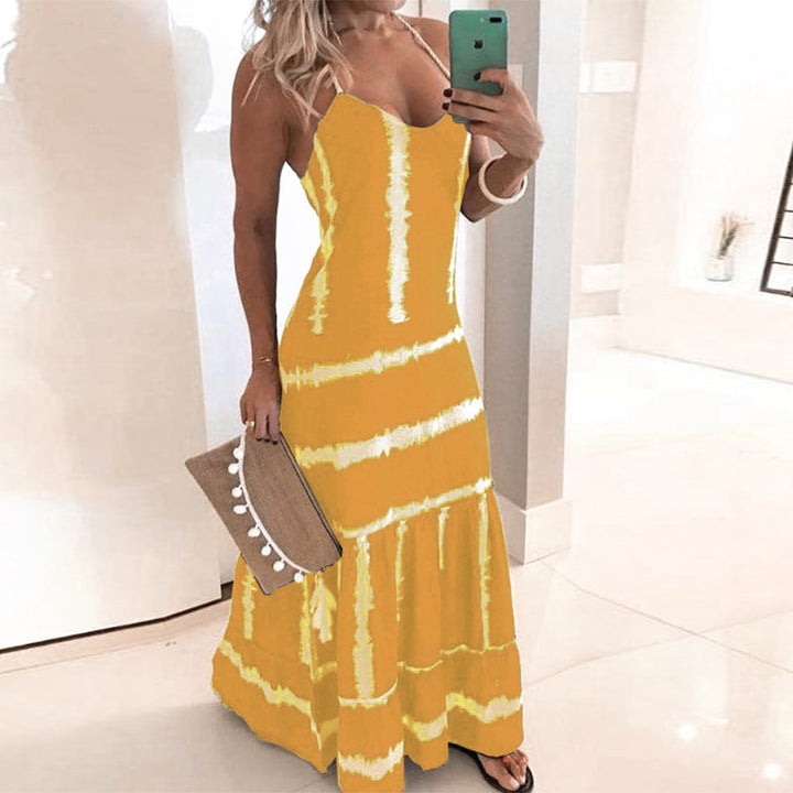 Damen Spaghetti-Träger Maxikleid mit Floreszenz-Details Drune