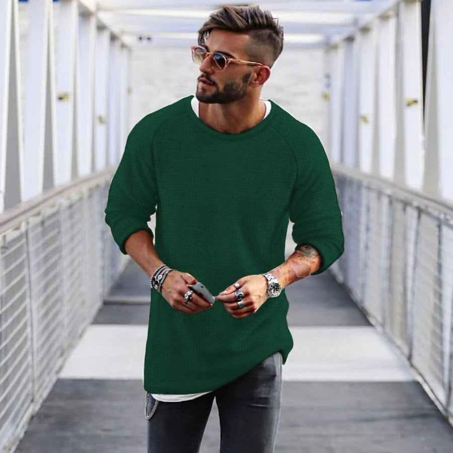 Herren lässiger Pullover mit innovativem Strickmuster Drune