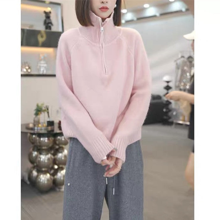 Damen Strickpullover mit hohem Kragen und praktischem Reißverschluss Drune
