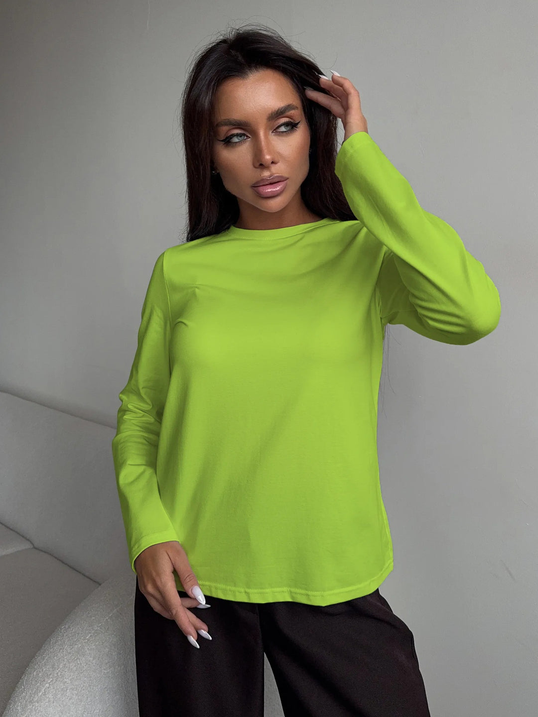 Damen Langarmshirt mit körperbetontem Schnitt und modischem Design Drune