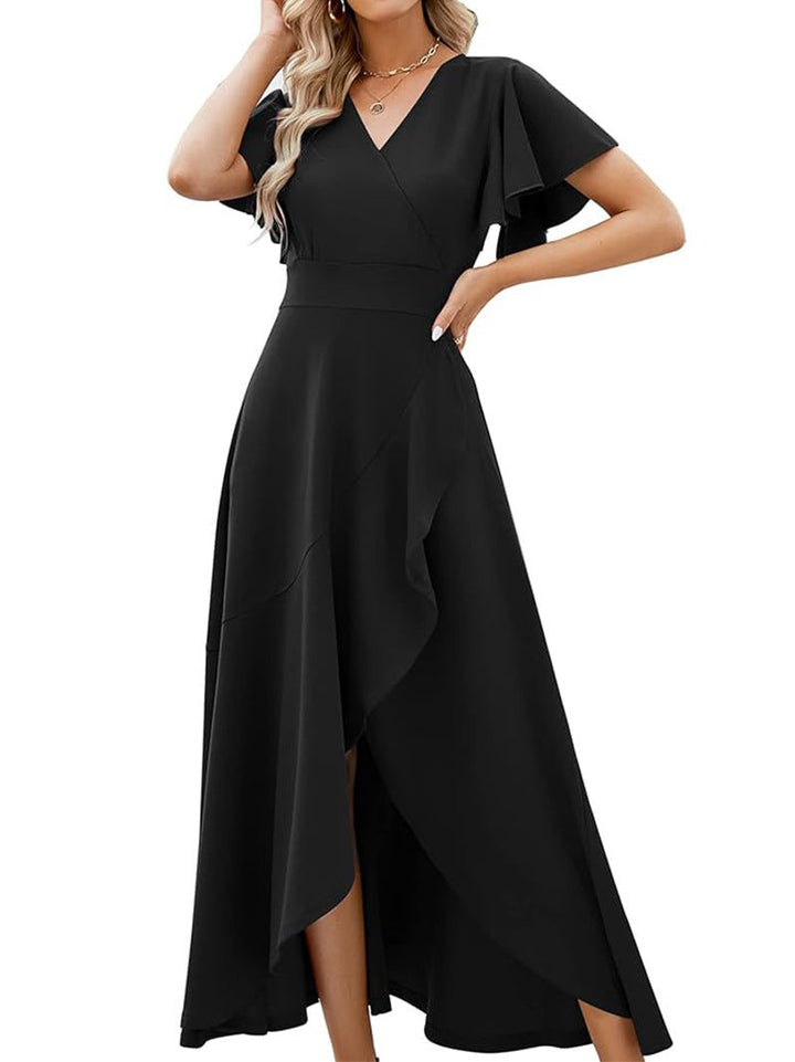 Damen Elegantes Maxikleid mit fließendem Rock und Rüschendetails Drune