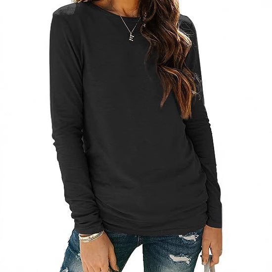 Damen lässiges Longsleeve-Shirt mit dekorativem Raffung Drune