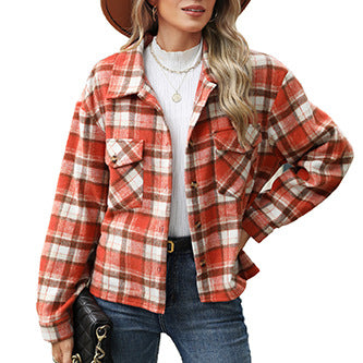 Damen Karierte Flanell Hemdjacke mit lässigem Schnitt und praktischen Taschen Drune