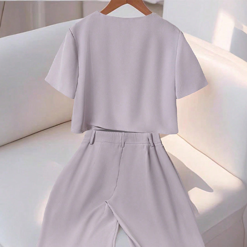 Damen Set mit kurzem Oberteil und eleganter Hose Drune