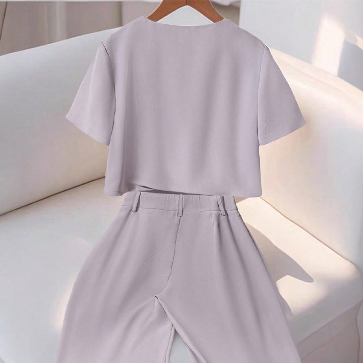Damen Set mit kurzem Oberteil und eleganter Hose Drune