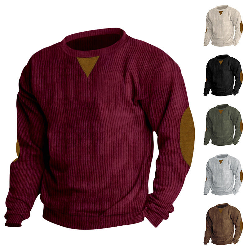 Herren stylischer Feinstrickpullover mit Struktur und modischen Ellenbogen-Patches Drune