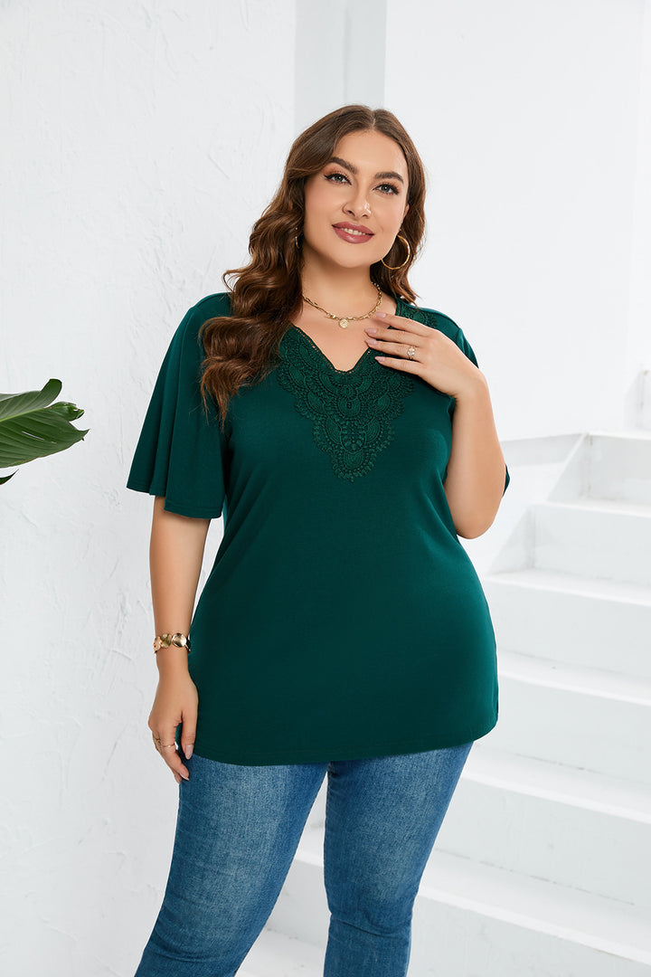 Damen Blusenshirt mit eleganter Lochstickerei und weit geschnittenen Ärmeln Drune
